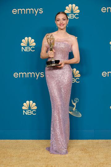 LOS ANGELES, CALIFORNIA - SEPTEMBER 12: Amanda Seyfried, winner of the Outstanding Lead Actress in a Limited or Anthology Series or Movie award for ‘The Dropout,’ poses in the press room during the 74th Primetime Emmys at Microsoft Theater on September 12, 2022 in Los Angeles, California. (Photo by Frazer Harrison/Getty Images)