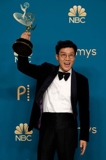 Hwang Dong-hyuk, winner of Outstanding Directing For A Drama Series for "Squid Game", poses in the press room during the 74th Primetime Emmys at Microsoft Theater on September 12, 2022 in Los Angeles, California. (Photo by Frazer Harrison/Getty Images)