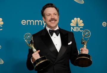Jason Sudeikis, winner of Outstanding Directing For A Comedy Series and Outstanding Lead Actor in a Comedy Series for "Ted Lasso", poses in the press room during the 74th Primetime Emmys at Microsoft Theater on September 12, 2022 in Los Angeles, California. (Photo by Frazer Harrison/Getty Images)