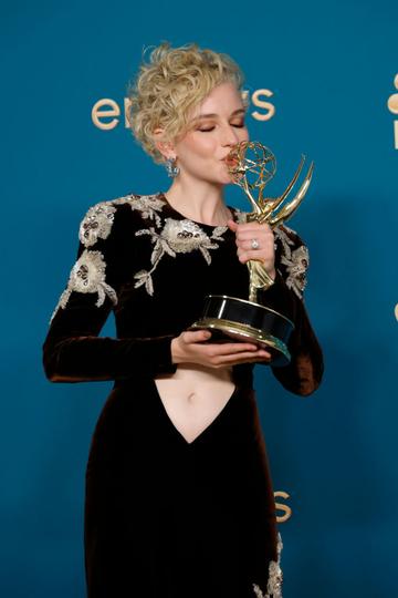 Julia Garner, winner of the Outstanding Supporting Actress in a Drama Series award for ‘Ozark,’ poses in the press room during the 74th Primetime Emmys at Microsoft Theater on September 12, 2022 in Los Angeles, California. (Photo by Frazer Harrison/Getty Images)