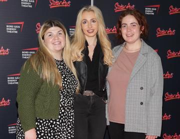 Orlaith Dunne, Annemarie Stacey and Melanie Dunne at the opening night of the musical Sister Act at the Bord Gais Energy Theatre,Dublin
Pic Brian McEvoy Photography