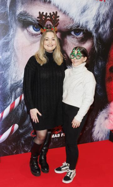 Bernadette Ryan and Grace Lambert pictured at a special preview screening of Violent Night at Odeon Point Square, Dublin. Violent Night starring David Harbour is in cinemas from this Friday December 2nd. Picture Andres Poveda