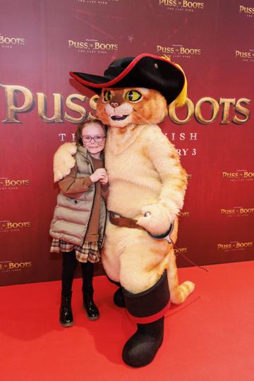 Perie Doran(7) from Coolock pictured at a special preview screening of PUSS IN BOOTS: THE LAST WISH at Movies @ The Square. PUSS IN BOOTS: THE LAST WISH is in cinemas nationwide from February 3rd. Picture Andres Poveda 