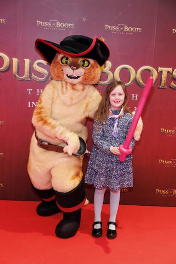 Melissa Burke (7) from Monasterevin Co Kildare pictured at a special preview screening of PUSS IN BOOTS: THE LAST WISH at Movies @ The Square. PUSS IN BOOTS: THE LAST WISH is in cinemas nationwide from February 3rd. Picture Andres Poveda 