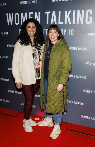 Alannah White 
and Gillian Henderson pictured at a special Irish Film & Television Academy screening of Oscar nominated WOMEN TALKING at The Irish Film Institute, Dublin. WOMEN TALKING is in cinemas nationwide from Friday February 10th. Picture Andres Poveda