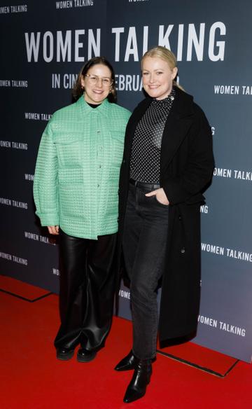 Katie Kelly and Lorna Weightman pictured at a special Irish Film & Television Academy screening of Oscar nominated WOMEN TALKING at The Irish Film Institute, Dublin. WOMEN TALKING is in cinemas nationwide from Friday February 10th. Picture Andres Poveda