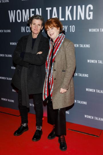 Anna Nolan  and Bláthnaid Ní Chofaigh pictured at a special Irish Film & Television Academy screening of Oscar nominated WOMEN TALKING at The Irish Film Institute, Dublin. WOMEN TALKING is in cinemas nationwide from Friday February 10th. Picture Andres Poveda