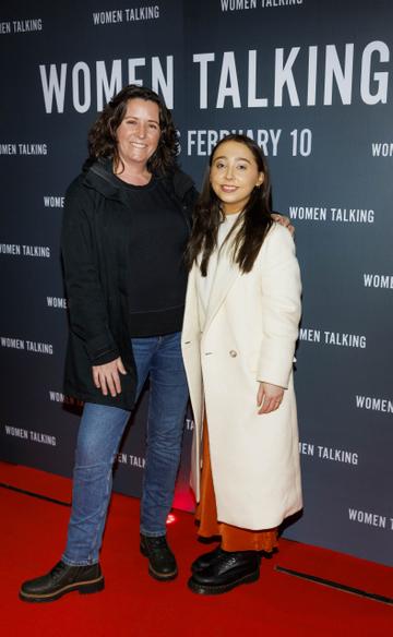 Arlene Hunt and Megan O'Halloran pictured at a special Irish Film & Television Academy screening of Oscar nominated WOMEN TALKING at The Irish Film Institute, Dublin. WOMEN TALKING is in cinemas nationwide from Friday February 10th. Picture Andres Poveda