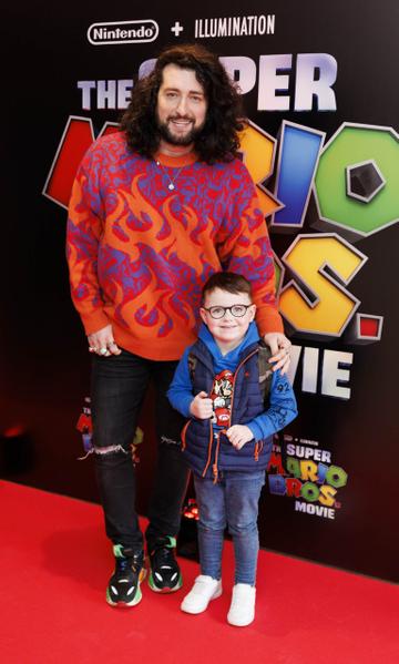 Arthur Gourounlian with nephew Harvey pictured at the Irish premiere screening of The Super Mario Bros. Movie at Light House Cinema, Dublin. The Super Mario Bros. Movie is in cinemas from Wednesday April 5th. Picture Andres Poveda