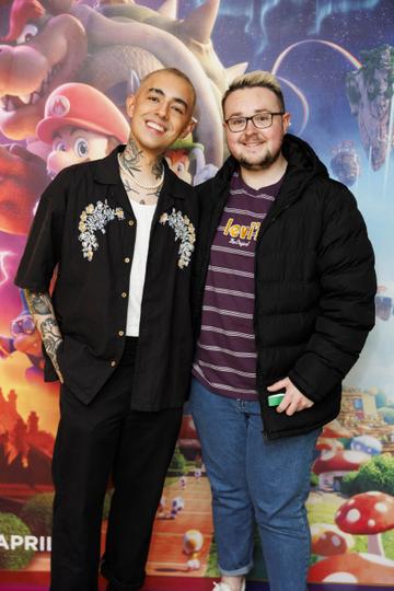 Jamaie Lo and Gareth Kiely pictured at the Irish premiere screening of The Super Mario Bros. Movie at Light House Cinema, Dublin. The Super Mario Bros. Movie is in cinemas from Wednesday April 5th. Picture Andres Poveda
 
