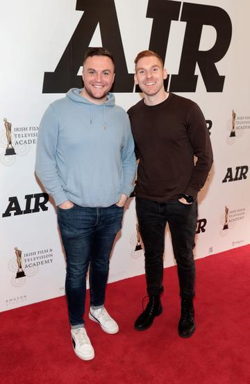 Sean Reidy and Cathal Minogue pictured at the IFTA preview screening of the film AIR at the Savoy Cinema,O Connell Street, Dublin.
Pic Brian McEvoy
