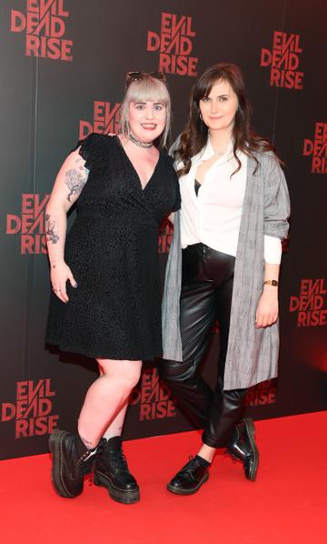 Ali Doyle and Jessie Fisk  pictured at the European Premiere of EVIL DEAD RISE at the Lighthouse Cinema,Dublin. The new film in the legendary franchise was written and directed by Irish
filmmaker Lee Cronin.

Picture Brian McEvoy Photography
