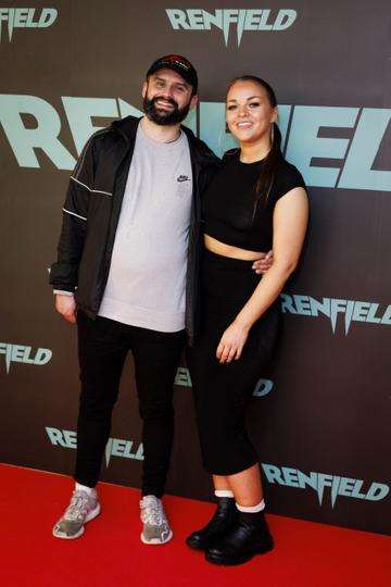 Niall Kelly and Lara Lynch pictured at a special preview screening of Renfield at Light House Cinema, Dublin. Renfield, starring Nicolas Cage & Nicholas Hoult is exclusively in cinemas from this Friday April 14th. Picture Andres Poveda