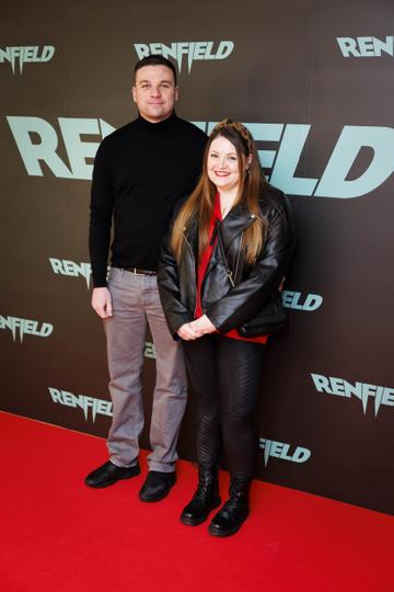 Karl Devine and Bronagh English pictured at a special preview screening of Renfield at Light House Cinema, Dublin. Renfield, starring Nicolas Cage & Nicholas Hoult is exclusively in cinemas from this Friday April 14th. Picture Andres Poveda