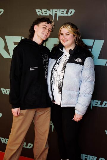 Adam Norris and Tamara O'Hanlon and  pictured at a special preview screening of Renfield at Light House Cinema, Dublin. Renfield, starring Nicolas Cage & Nicholas Hoult is exclusively in cinemas from this Friday April 14th. Picture Andres Poveda

