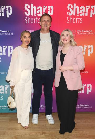 Jo Cascarino ,Tony Cascarino and Anna Mannion at the special screening of Virgin Media Television Sharp Shorts in association with Fís Éireann/Screen Ireland at the Lighthouse Cinema ,Dublin.
Picture Brian McEvoy