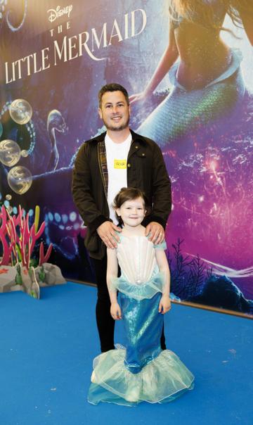 Kevin Dooher and Ava Dooher (6) from Donegal pictured at the family premiere screening of Disney’s The Little Mermaid at the Odeon Point Village. Picture Andres Poveda