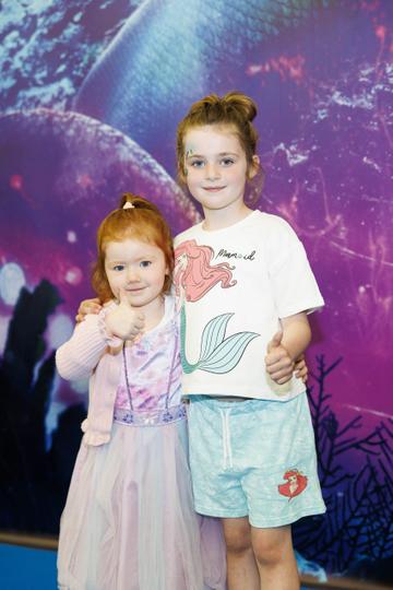 Elisa Curran (3) and Sarah Boylan (6) pictured at the family premiere screening of Disney’s The Little Mermaid at the Odeon Point Village. Picture Andres Poveda