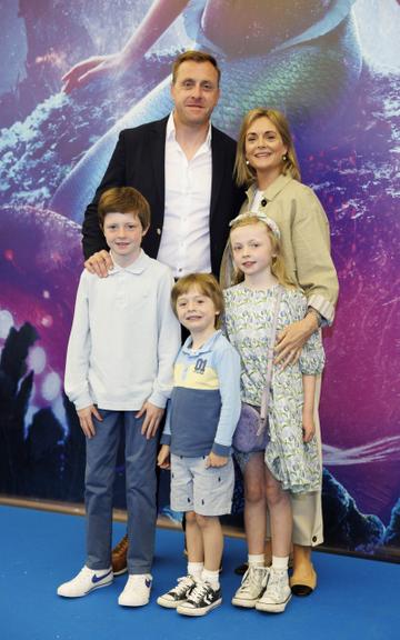 George and Nicola Flynn with Aleander (9), Charlie (4) and Elouise (7) pictured at the family premiere screening of Disney’s The Little Mermaid at the Odeon Point Village. Picture Andres Poveda