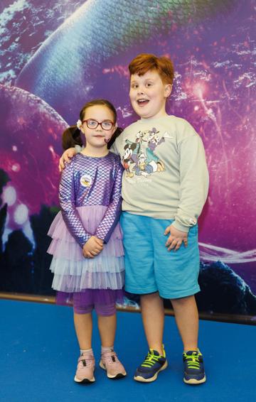 Neneah (7) and Derry McBride (9) from clonsilla pictured at the family premiere screening of Disney’s The Little Mermaid at the Odeon Point Village. Picture Andres Poveda