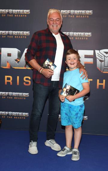Conrad Jones and CooperJones pictured at the Irish Premiere screening of Transformers Rise of the Beasts at Cineworld ,Dublin.
Picture Brian McEvoy
