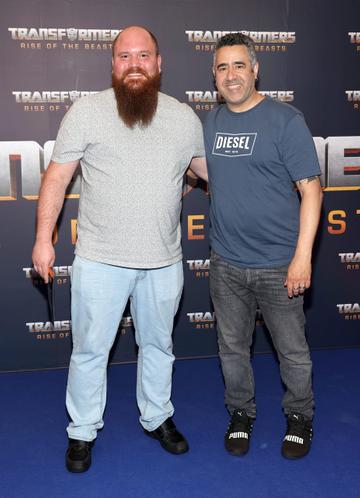 Eddie Myer and Salvador Chaves pictured at the Irish Premiere screening of Transformers Rise of the Beasts at Cineworld ,Dublin.
Picture Brian McEvoy
