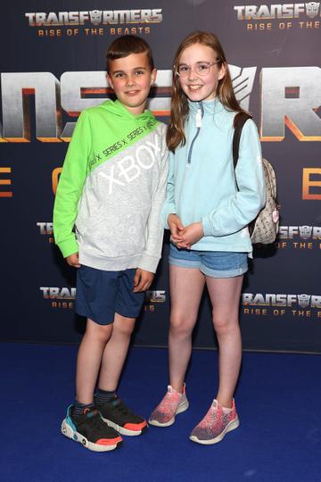 Charlie Ferguson and Mya Ferguson  pictured at the Irish Premiere screening of Transformers Rise of the Beasts at Cineworld ,Dublin.
Picture Brian McEvoy
