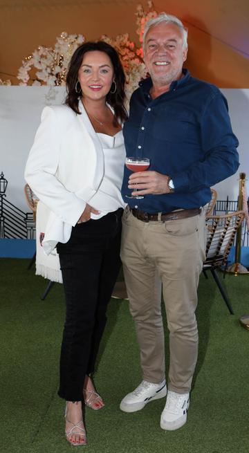 Ellen Jones and Conrad Jones pictured at the summer party of the season at Hyde rooftop club bar, just off Grafton Street. Top Irish actors, presenters, influencers and more celebrated the newly completed rooftop space and all praised the stylish and much-needed new large rooftop bar addition to Dublin. Rooftop lovers can now enjoy the space for everything from weekend brunch with pals to dancing with cocktails to Dublin’s coolest DJs. Photograph: Leon Farrell / Photocall Ireland