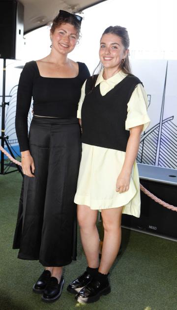 Amy McDonnell and Madeleine Diepman pictured at the summer party of the season at Hyde rooftop club bar, just off Grafton Street. Top Irish actors, presenters, influencers and more celebrated the newly completed rooftop space and all praised the stylish and much-needed new large rooftop bar addition to Dublin. Rooftop lovers can now enjoy the space for everything from weekend brunch with pals to dancing with cocktails to Dublin’s coolest DJs. Photograph: Leon Farrell / Photocall Ireland