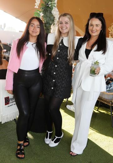 Emily Hurley, Grace Waller and Emily Phelan pictured at the summer party of the season at Hyde rooftop club bar, just off Grafton Street. Top Irish actors, presenters, influencers and more celebrated the newly completed rooftop space and all praised the stylish and much-needed new large rooftop bar addition to Dublin. Rooftop lovers can now enjoy the space for everything from weekend brunch with pals to dancing with cocktails to Dublin’s coolest DJs. Photograph: Leon Farrell / Photocall Ireland