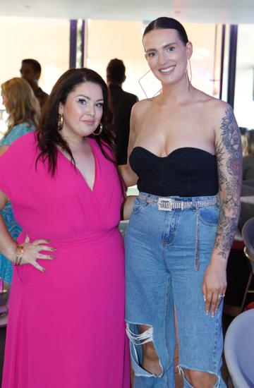 Joanne Phibbs and Melissa Byrne pictured at the summer party of the season at Hyde rooftop club bar, just off Grafton Street. Top Irish actors, presenters, influencers and more celebrated the newly completed rooftop space and all praised the stylish and much-needed new large rooftop bar addition to Dublin. Rooftop lovers can now enjoy the space for everything from weekend brunch with pals to dancing with cocktails to Dublin’s coolest DJs. Photograph: Leon Farrell / Photocall Ireland