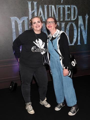 Sarah White and Laura Handley at the special preview screening of Disney's Haunted Mansion at the Lighthouse Cinema,Dublin,
Picture Brian McEvoy
