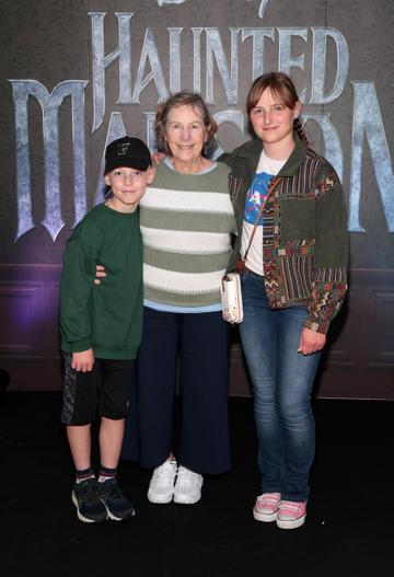 Phil Hardiman,Marie Walsh and Caragh Hardiman at the special preview screening of Disney's Haunted Mansion at the Lighthouse Cinema,Dublin,
Picture Brian McEvoy