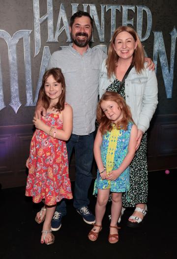 Carlos Eregeton, Scarlett Eregeton ,Saffron Eregeton , and Amy Eregeton at the special preview screening of Disney's Haunted Mansion at the Lighthouse Cinema,Dublin,
Picture Brian McEvoy