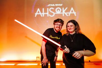 Finn Daly and Aoife Kerrigan pictured at the special fan event screening of “Star Wars: Ahsoka” at the Light House Cinema Dublin. Streaming exclusively on Disney+ from August 23.  Picture Andres Poveda