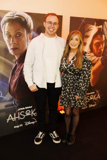 David De Lacey and Hannah Lynch pictured at the special fan event screening of “Star Wars: Ahsoka” at the Light House Cinema Dublin. Streaming exclusively on Disney+ from August 23.  Picture Andres Poveda