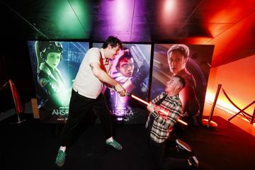 Rian Keogh and Ben Peden pictured at the special fan event screening of “Star Wars: Ahsoka” at the Light House Cinema Dublin. Streaming exclusively on Disney+ from August 23.  Picture Andres Poveda