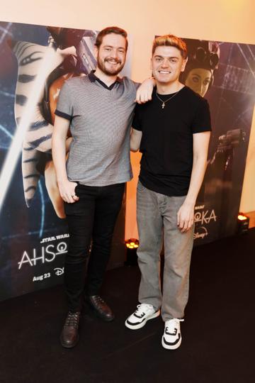 Andrew and Conor Cregan pictured at the special fan event screening of “Star Wars: Ahsoka” at the Light House Cinema Dublin. Streaming exclusively on Disney+ from August 23.  Picture Andres Poveda