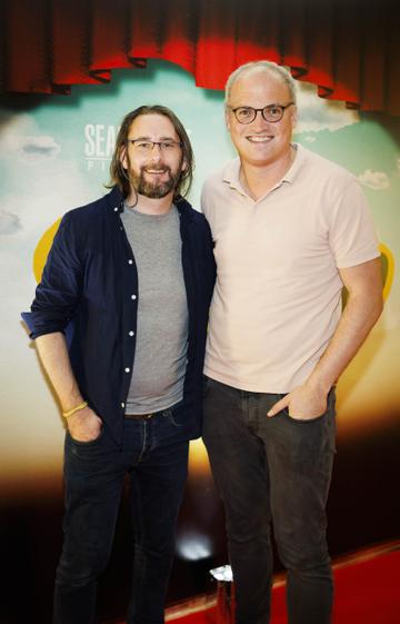 John Weir and Davis McDermott pictured at the Special Preview Screening of Searchlight Pictures THEATER CAMP at the Light House Cinema, Dublin. Picture Andres Poveda
