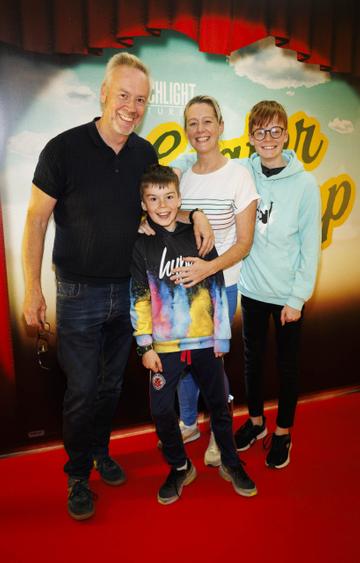 Tony Lawless and Olive O'Donoghue with Ben (14) and Chaley (11) pictured at the Special Preview Screening of Searchlight Pictures THEATER CAMP at the Light House Cinema, Dublin. Picture Andres Poveda
