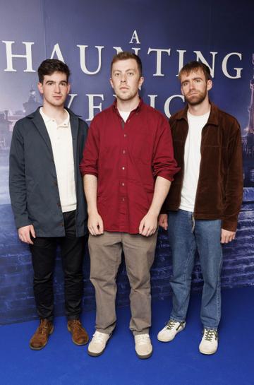 McGoo, Eddie and Fitz of band KingFishr pictured at a special preview screening of A Haunting in Venice at the Light House Cinema Dublin. Picture Andres Poveda