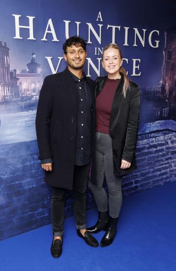 Sam Javid and Poppy Rees pictured at a special preview screening of A Haunting in Venice at the Light House Cinema Dublin. Picture Andres Poveda