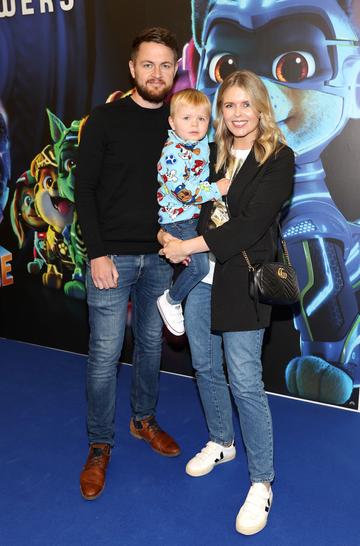 Ailbhe Garrihy with husband   Ruaidhri Hehir and their son Sean at the special preview screening of Paw Patrol :The Mighty Movie at the Odeon Cinema in Point Square, Dublin.
Picture Brian McEvoy
