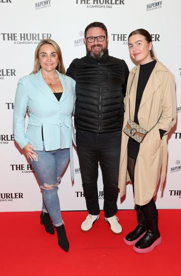 Aisling Burke,Alan Carroll and Chloe Carroll pictured at the premiere of The Hurler: A Campions Tale at the Odeon Cinema in Point Square,Dublin.
Picture Brian McEvoy