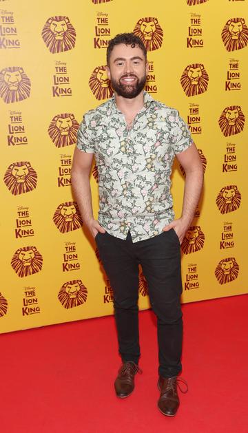 Deric Hartigan pictured at the opening night of Disney's The Lion King musical at the Bord Gais Energy Theatre,Dublin.
Picture Brian McEvoy
