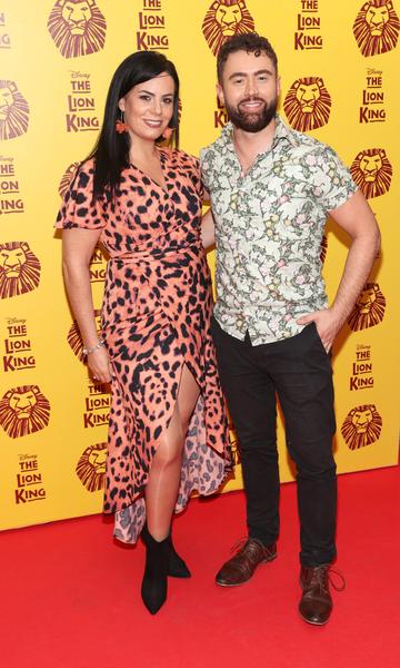 Audrey McGrath and Deric Hartigan pictured at the opening night of Disney's The Lion King musical at the Bord Gais Energy Theatre,Dublin.
Picture Brian McEvoy
