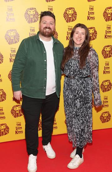 Thomas Crosse and Gill Herlihy pictured at the opening night of Disney's The Lion King musical at the Bord Gais Energy Theatre,Dublin.
Picture Brian McEvoy
