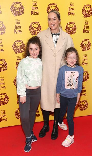 Lisa Brady with her daughters Lana Rose and Layla pictured at the opening night of Disney's The Lion King musical at the Bord Gais Energy Theatre,Dublin.
Picture Brian McEvoy
