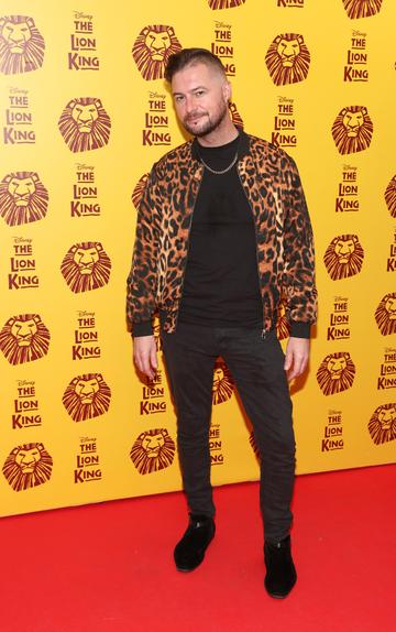 Fergal Darcy pictured at the opening night of Disney's The Lion King musical at the Bord Gais Energy Theatre,Dublin.
Picture Brian McEvoy