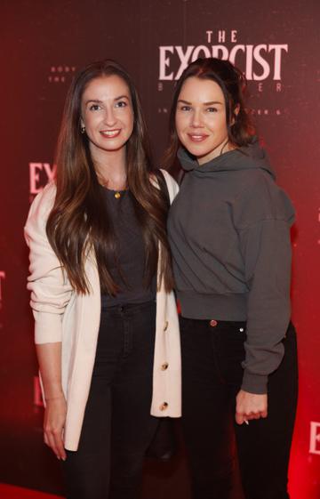 Tara Murray and Saoirse Long pictured at a special preview screening of THE EXORCIST: BELIEVER at The Stella Cinema, Ranelagh ahead of its release in cinemas nationwide this Friday October 6th. Picture Andres Poveda